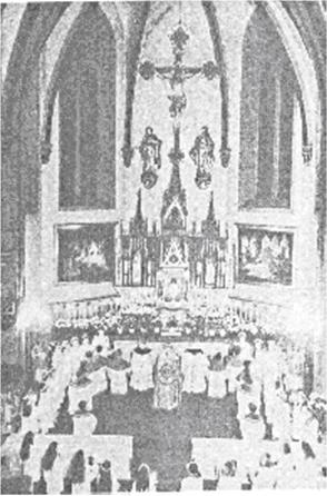 Das Innere der katholischen Pfarrkirche anlässlich der Mission im Jahre 1951
